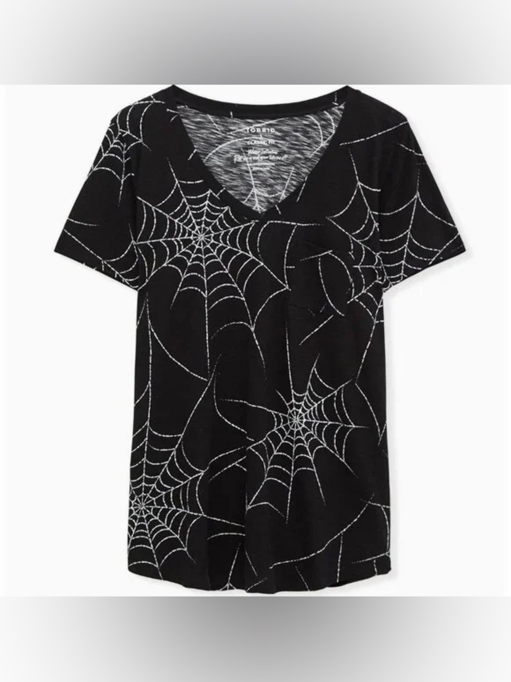 Torrid Spiderweb black and white pocket short sleeve t-shirt